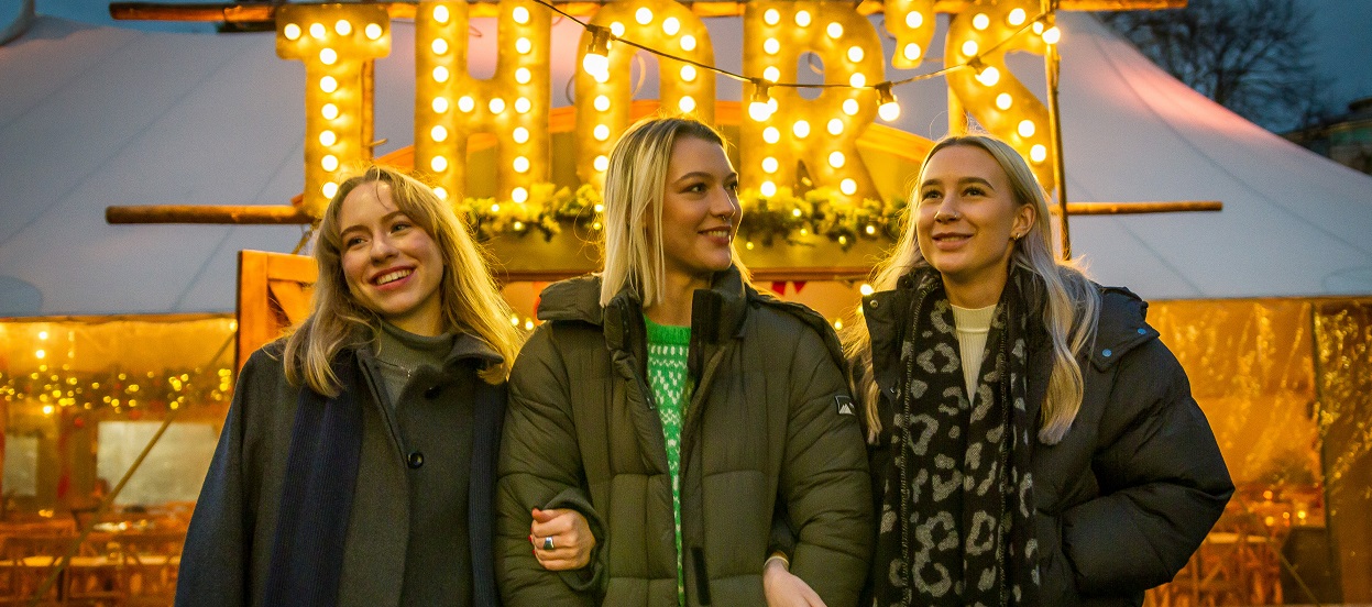 Three girls at York Christmas markets