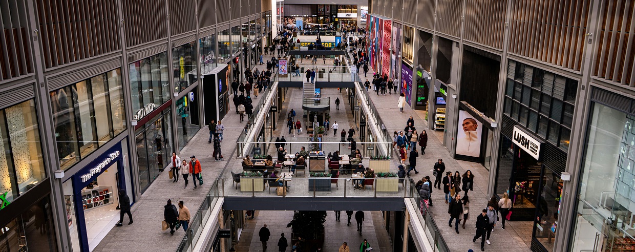 Busy shopping centre in London